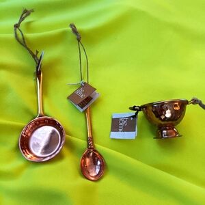 Set of 3 Copper Cooking Utensils Christmas 🎄 Tree Ornaments New w Tags